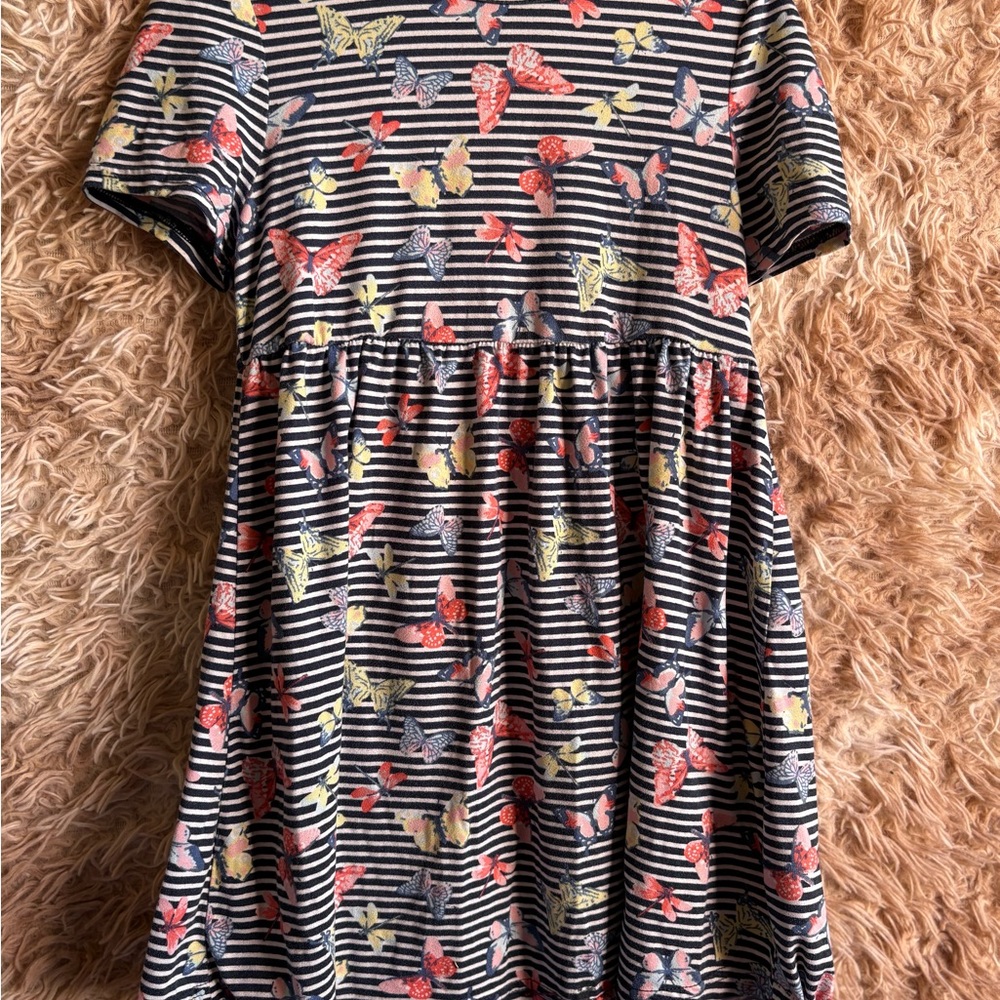 Striped Butterfly Print Kids Dress